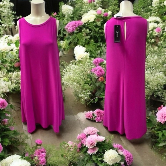 MSK, Woman, Dress, Fuchsia,Size M,Sleeveless,Made in USA,Midi,Comfortable,Cool.! - Picture 1 of 12